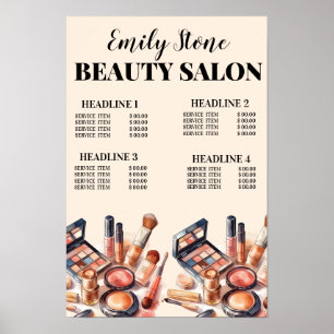 Make-up schoonheidssalon zwart en roze Poster