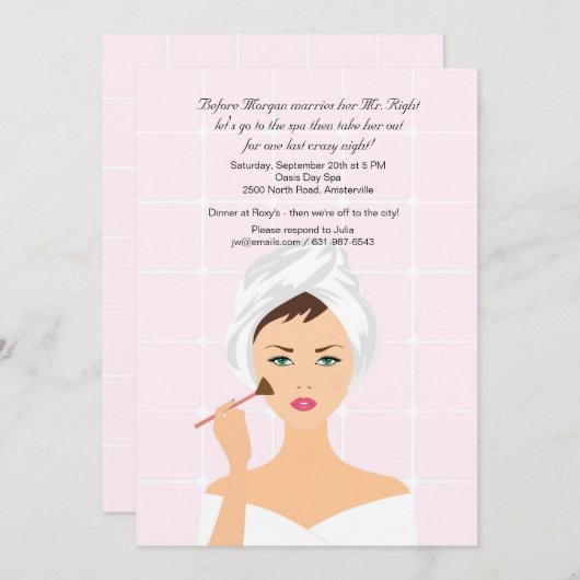 Make-up Sessie en Spa Uitnodiging (Voorkant / Achterkant)