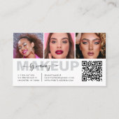Make-up Typografie Script 3 Foto Collage QR Code Visitekaartje (Voorkant)