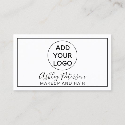 Make-up typografie zwart wit minimalistisch lijst visitekaartje (Voorkant)