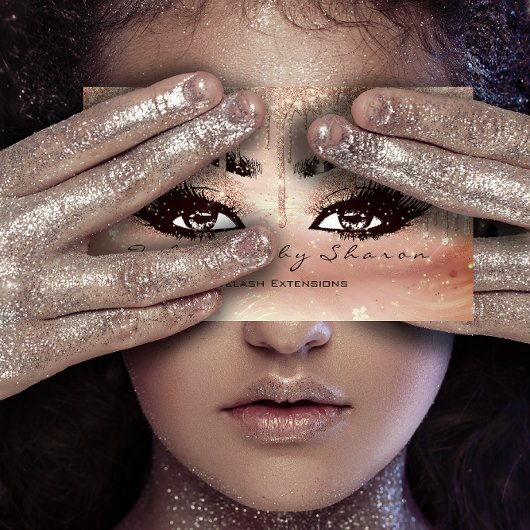 Make-up Wenkbrauwwimpers Glitter Drip Roos Studio Visitekaartje