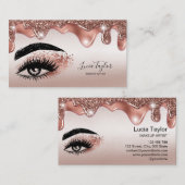 Make-up wimpers Roos Gouden Glitter Druppels Visitekaartje (Voorkant / Achterkant)