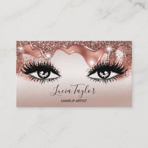 Make-up wimpers Roos Gouden Glitter Druppels Visitekaartje