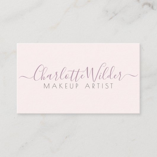Make-upartiest Blush Pink Signature Script Visitekaartje (Voorkant)