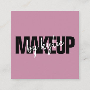 Make-upartiest chic typografie script violet paars vierkante visitekaartje
