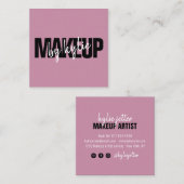 Make-upartiest chic typografie script violet paars vierkante visitekaartje (Voorkant / Achterkant)