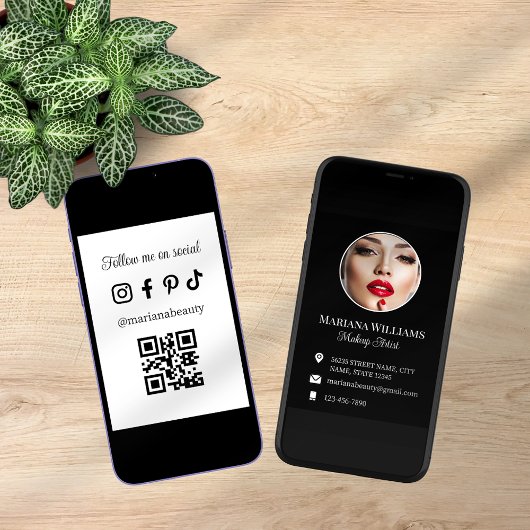 Make-upartiest Foto QR Code Digital Business Kaart