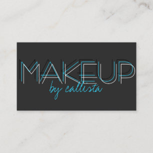 Make-upartiest Minimalist Aqua Black Typography Visitekaartje