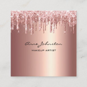 Make-upartiest Roos Gold Glitter Drips Sparkle Vierkante Visitekaartje