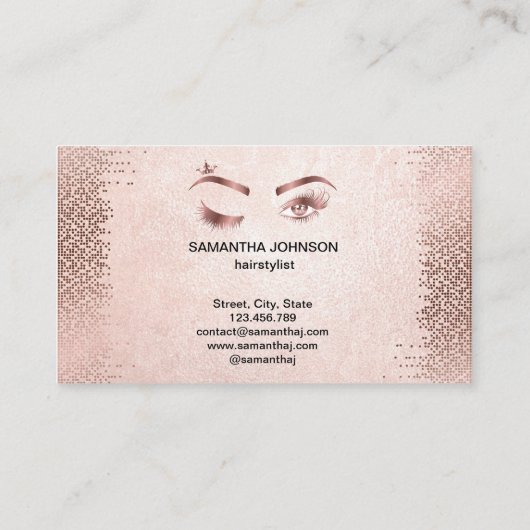 Make-upartiest Wink Eye Gold Confetti Lashes Visitekaartje (Achterkant)