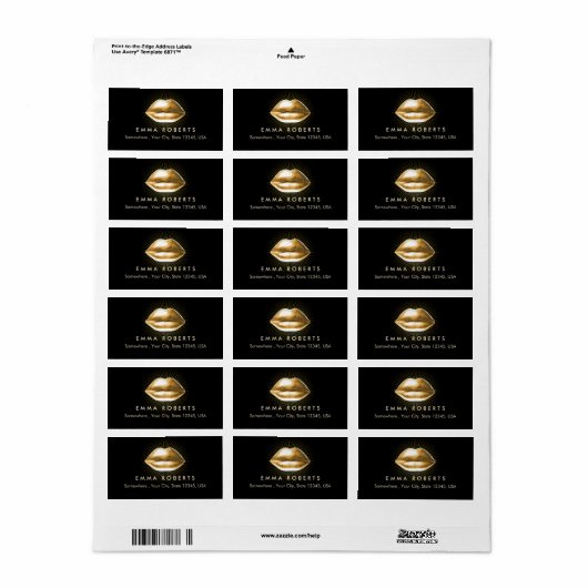 Make-upkunstenaar 3D Gouden Lippen Moderne Schoonh Etiket (Full Sheet)