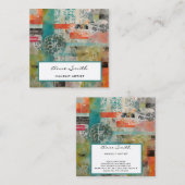Make-upkunstenaar Abstracte gemengde mediacollage Vierkante Visitekaartje (Voorkant / Achterkant)