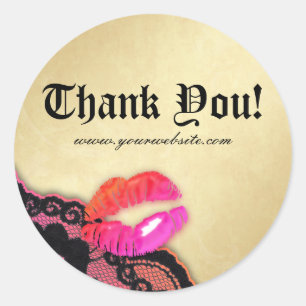 Make-upkunstenaar Glanzende Lippen N Kant Roze Sin Ronde Sticker