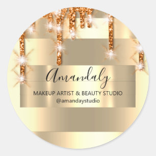 Make-upkunstenaar Glitter Gold ingelijst Koper Dri Ronde Sticker