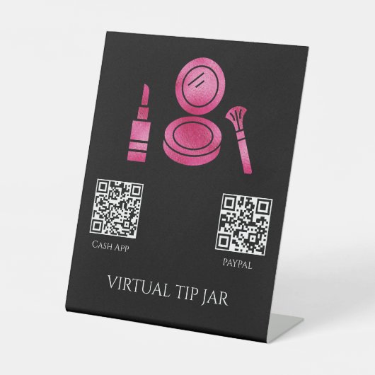 Make-upkunstenaar Virtual Tip Jar Tafelblad Sign Reclamebord Met Voetstuk (Voorkant)