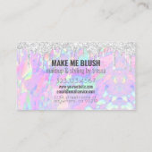 Make-upkunstenaar Zilver Glitter Drips Iriserende Visitekaartje (Achterkant)