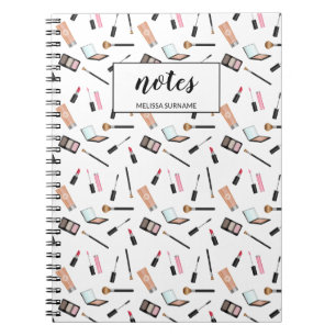 Make-upproductenpatroon met gepersonaliseerde naam notitieboek