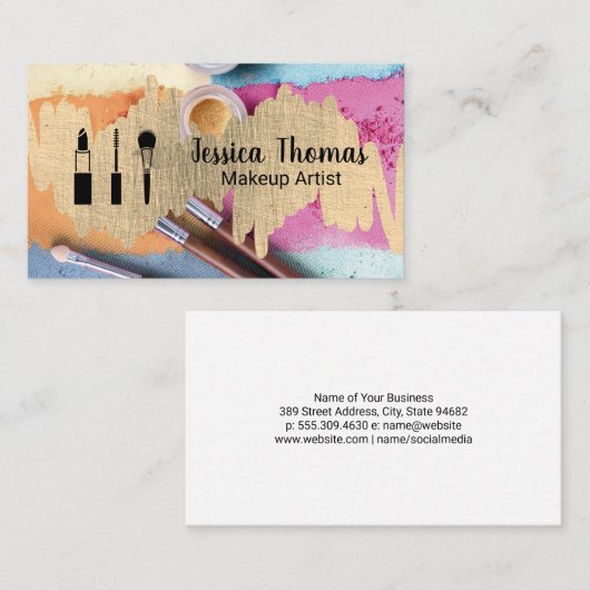 Make-upuitrusting en Poeder Visitekaartje (Voorkant / Achterkant)