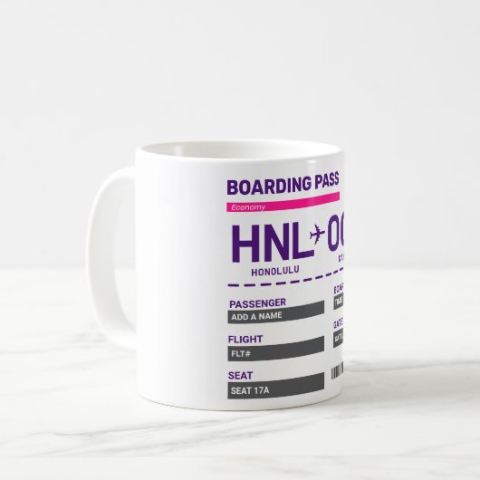 Make Your Own Boarding Pass Mug Koffiemok (Voorkant links)