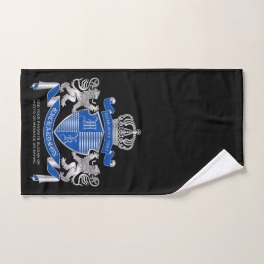 Make Your Own Coat of Arms Blue Silver Lion Emblèm (Serviette à main)