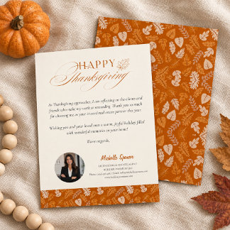 Makelaar Client Thanksgiving | Elegante Herfstblad Bedankkaart