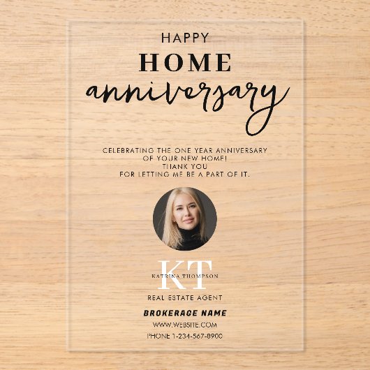 Makelaar Happy Home Jubileum Dank u Acryl Uitnodigingen (Voorkant)