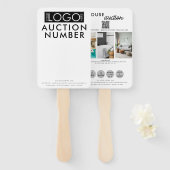 Makelaar Huis Bieden Veiling Paddle Handwaaier (Voorkant en achterkant)