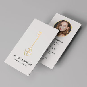 Makelaar Hypotheek Lucky Gold Key Photo Light Sand Visitekaartje