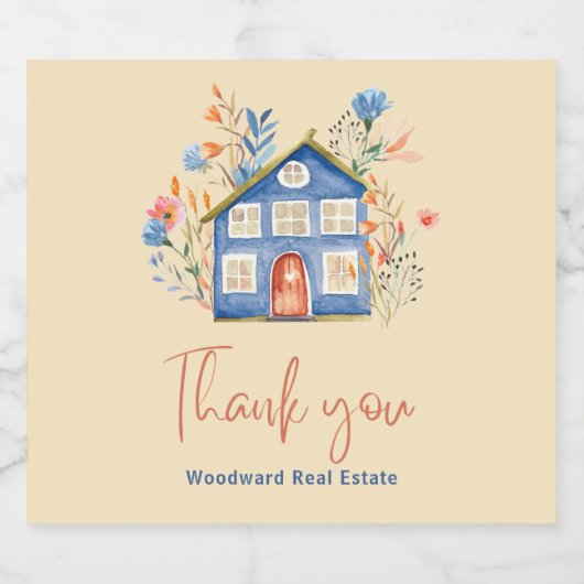 makelaar in onroerend goed dank u klanten Celebrat Sparkling Wijnetiket (Enkel label)