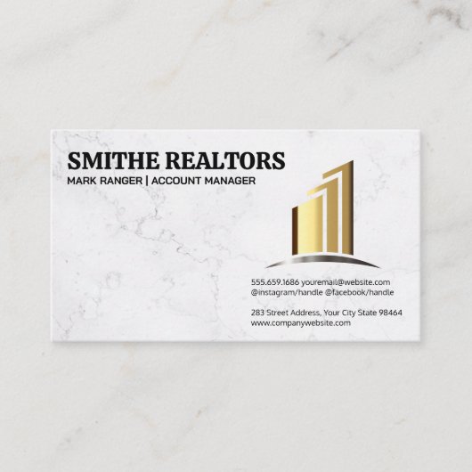 makelaar in onroerend goed | Gouden wolkenkrabbers Afsprakenkaartje (Voorkant)