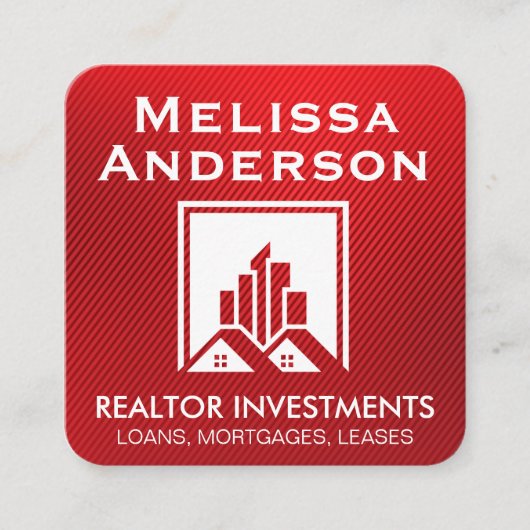 makelaar in onroerend goed | Home Verkoper | Rode Vierkante Visitekaartje (Voorkant)