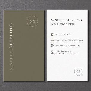 Makelaar in onroerend goed Sage Green Luxe Elegant Visitekaartje