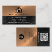 Makelaar koper Metallic Gold Marmer Visitekaartje (Voorkant / Achterkant)