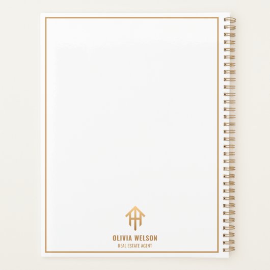 Makelaar l Modern Gold & White Makelaar Planner (Achterkant)