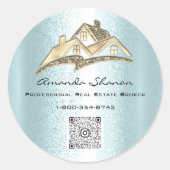 Makelaar Makelaar Goud Huis QR Code LOGO Ronde Sticker (Voorkant)