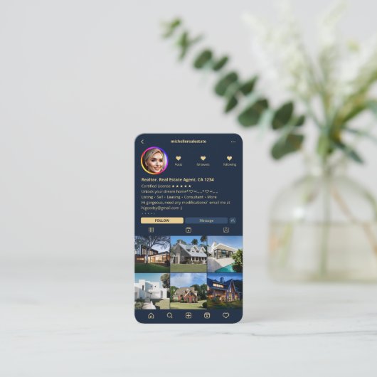 Makelaar Makelaar IG Marine Blauw Modern Visitekaartje (Staand voorkant)