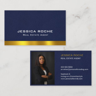 Makelaar Makelaar Realtor Blauw & Goud Custom Phot Visitekaartje
