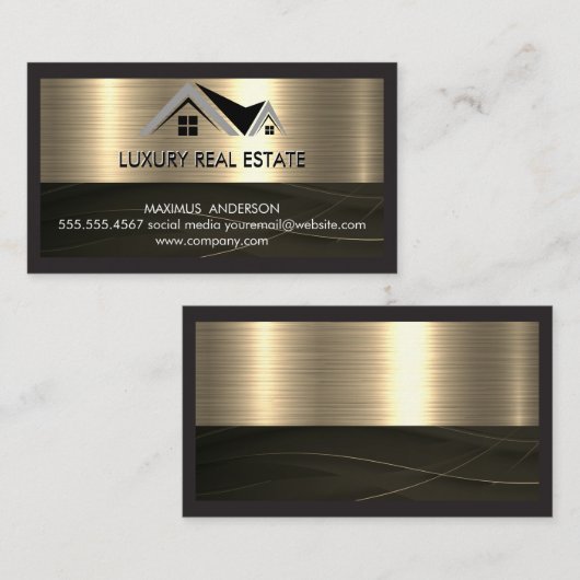 Makelaar | Metaalgoud Metaal Visitekaartje (Voorkant / Achterkant)