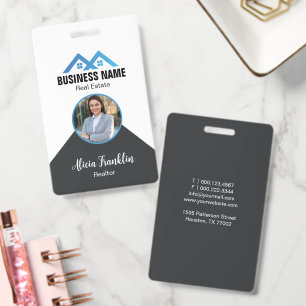 Makelaar Modern Zwart Blauwe Vastgoedmakelaar Foto Badge