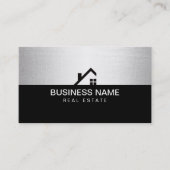 Makelaar Modern Zwart & Zilver Visitekaartje (Voorkant)