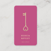 makelaar onroerend goed monogram modern roze visitekaartje (Voorkant)