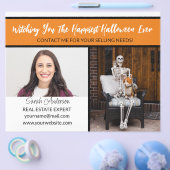 Makelaar oranje halloween bord flyer (Enkel)