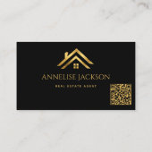 Makelaar QR-code Luxe Navy Goud Visitekaartje (Achterkant)