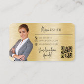 Makelaar Realtor Foto QR Code Faux Metal Visitekaartje (Achterkant)