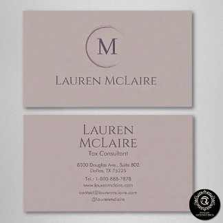 Makelaar Taupe Monogram Minimalist Visitekaartje