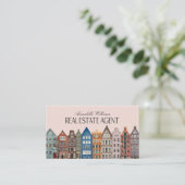 Makelaar Waterverf Huizen QR Code Visitekaartje (Staand voorkant)