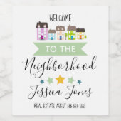 Makelaar welkom bij buurtcadeau wijn etiket (Enkel label)