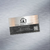 Makelaar zilver Metallic Gold Marmer Magnetisch Visitekaartje (Voorbeeld)
