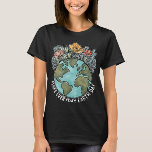Maken Dagelijkse Aarde Dag Wildbloem Milieu Plan T-shirt