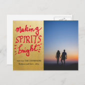 Maken van spirits Bright Red Script Gold Foil | Fo Briefkaart (Voorkant / Achterkant)